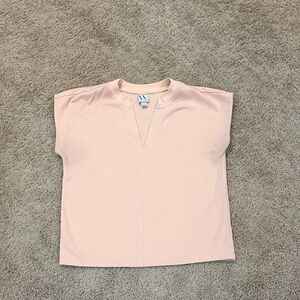 W by Worthington Peach Split V-Neck Boxy Short-Sleeve Top Women’s size Small